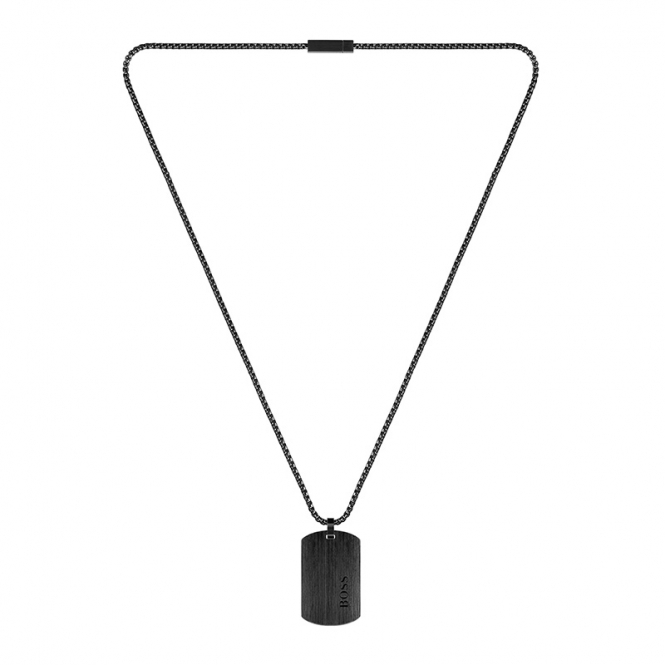 BOSS BOSS ID Black Steel Blue Tag Pendant